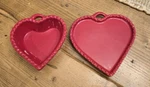 Williams-sonoma Ceramic Heart Shape Dish Bowl With Plate Set Baking Dessert Red. Fixed Price $9.60.