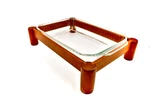 Pyrex Casserole Dish W/wood TRIVET,#233-S,CLEAR Glass,ribbed SIDES,HANDLES,13X9". Fixed Price $67.47.