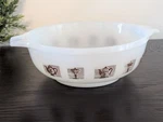Qt. Glasbake Inland Casserole Dish J-2318 Gold Brown Pattern On White. Fixed Price $9.99.