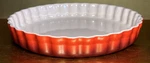 Le Creuset Cerise Red Fluted Flan Dish Tart Pie Quiche Stamped 28CM 11-IN New. Fixed Price $49.00.
