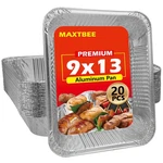 Maxtbee 9X13 Aluminum Foil Pans, 20 Pack Disposable Trays Half Size Heavy Dut.... Fixed Price $34.36.