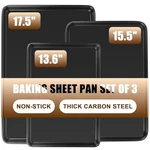 Carbon Steel Baking Pan Set 3 Piece Nonstick Cookie Sheets. Fixed Price $27.99.