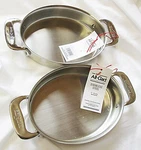 Two All-clad 7 Inch Stainless Steel Gratin Oval Shaped Baker Specialty Cookware. Fixed Price $49.99.
