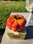 Nib Creuset Mini Pumpkin-shaped Ceramic Casserole Color Volcanic. Fixed Price $54.99.