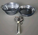 817-B 832-B Pyrex Flameware Blue Glass Mcm 1950 Set Of With Oem Handle. Fixed Price $29.99.