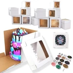 Pcs Tall Cake Boxes With Window 6 Sizes + 15 Thank You Stickers 12X12 1.... Fixed Price $62.69.
