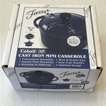 Cobalt Blue Enameled Nib Cast Iron Mini Dutch Casserole Fiestaware .35 Qt. Fixed Price $24.64.