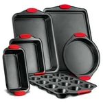 Nutrichef NCSBS6S Kitchen Oven Baking Pans Heat Red Silicone Handles Piece Set. Fixed Price $67.49.