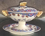 Rare Regency Spode Porcelain Sauce Tureen, Cover & Stand With Butterfly Handles. Fixed Price $174.59.