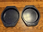 Lot Of 2 Matching Paula Deen 9" Round Cake Pan Dishes Blue Graniteware. Fixed Price $10.33.