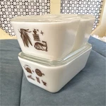 Pyrex Vintage Kitchen Brown Motif Glass Storage Set W/ Lids Models 501 502 503. Fixed Price $70.00.
