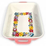 The Pioneer Woman Sweet Romance Pink Rectangular Ceramic Baking Dish 7"X 10"X 3". Fixed Price $48.82.