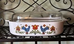Vintage Corningware Country Festival A-10-B Casserole Dish With Pyrex Lid. Fixed Price $29.99.