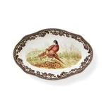 Spode Woodland Pheasant Pickle Dish - 8.5" Porcelain Tray With British Flowers. Fixed Price $28.00.