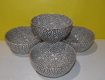Thyme & Table Dot Collection 6" Soup Cereal Bowls Black/white Stoneware Gold Rim. Fixed Price $25.48.