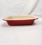 Le Creuset Stoneware Rectangular Baking Server Dish 12X9 Red. Fixed Price $24.99.