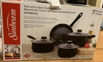 New Sunbeam 7-PIECE Nonstick Cookware Set. Fixed Price $19.00.