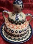 Ceramika Artystyczna Polish Pottery Floral Oval Covered Dish W/ Lid Handles. Fixed Price $49.90.