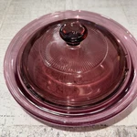 Corning Ware Pyrex Visions Cranberry 1 Qt Ribbed Casserole Dish V-30-B W/lid. Fixed Price $13.00.