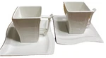 Malacasa Flora White Porcelain Coffee Cup W/saucer Square Wavy Embossed Rim Pair. Fixed Price $14.49.