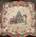 Temptations Old World Square Holiday Christmas Tree Sleigh Platter. Fixed Price $24.99.