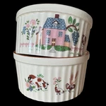 Set X2 Vintage Country Home Jamestown Japan Stoneware Ramekins Farmhouse Animals. Fixed Price $33.25.