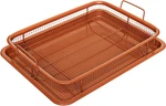 Non-stick Baking Tray With Grill Crispy Basket Copper Crisper Air Fryer Pan. Fixed Price $53.99.