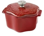 Pioneer Woman Stoneware 2 Cup Snowflake Cocotte With Lid, Red Vintage Lace. Fixed Price $10.48.