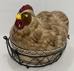 Temptations Ovenware Brown Chicken Hen Rooster Basket 1.5 Qt Casserole Dish 3PC. Fixed Price $21.00.