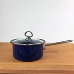 Vtg Chantal Cobalt Blue Enamel Cookware 1.5 Quart Sauce Pan Pot W/glass Lid #17. Fixed Price $37.99.