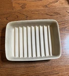 Pampered Chef Stoneware Small Ridged Baker 9 X6.75 1.75" Bacon /roast Pan. Fixed Price $18.75.