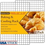 Stainless Steel Cooling Rack Oven Safe Durable Baking Non Stick Grid Design 2PC. Fixed Price $11.68.