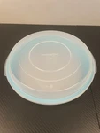 Pampered Chef Tart Pan With Lid #100669 Blue Fluted Removable Bottom. Fixed Price $12.99.