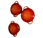 3 Creuset Petite Mini Round Casserole Cocotte Lidded Dish Red. Fixed Price $68.00.