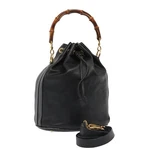 Gucci Bamboo Shoulder Bag Leather 2WAY Black Gold 001 2865 1657 Auth 90187. Fixed Price $169.83.