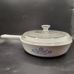 Vintage Corningware Cornflower Blue P-83-B 6.5" Skillet Pan W/ Pyrex Lid Usa. Fixed Price $34.95.