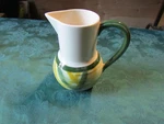 Vintage Vernonware Gingham Pottery 5" Syrup, Creamer, Honey Pitcher. Fixed Price $22.55.