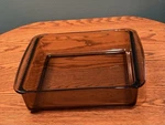 Pre Owned Vintage Pyrex Glass Amber Open Baking Dish #222 Usa. Fixed Price $13.00.