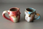 Gibson Glazed Stoneware Fox Mugs Blue And Red Colorway 20OZ Excellent Lot Of. Fixed Price $17.99.