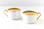 Set 2 Jean Pouyat Jp Limoges Demitasse Cups White + Gold Espresso Coffee Tea. Fixed Price $24.00.