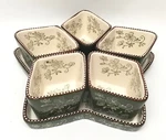 Temptations Floral Lace Green Christmas Star Tray W/ Tidbit Appetizer Bowls New. Fixed Price $50.00.