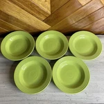 Homer Laughlin Fiestaware Chartreuse Rim Soup Bowls Set Of 5 Retired. Fixed Price $52.97.