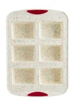 Trudeau Structure Silicone 6 Cavity Mini Loaf Pan, Confetti/fuchsia. Fixed Price $34.95.