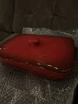 Parini Red Square Casserole Baking Dish W/ Lid 10 Enamel Cast Iron Cookware. Fixed Price $40.00.
