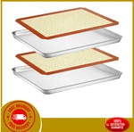 Baking Sheet With Silicone Set, Stainless Steel Cookie Pan Mat,. Fixed Price $32.38.
