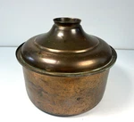 Large 12" Antique Copper Tin Lined Cooking Casserole Pot Steam W/dome Cover. Fixed Price $79.00.