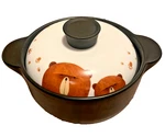 Lotus Blue 3-QUART Cartoon Bears Ceramic Round Black Dish Casserole Clay 3QT. Fixed Price $26.00.