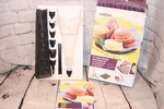 Mastrad Macaron Kit, Baking Mat, Bag, Clip, 6 Nozzles, Cleaning Brush, 8 Recipes. Fixed Price $19.95.