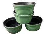 (4) Ramekins Heritage Mint Pinnacle Ceramic Non-stick Bakeware: Green /black. Fixed Price $14.00.