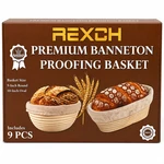 Premium Banneton Proofing Basket Set 9PCS Round Oval Bread Dough Rattan Kit. Fixed Price $11.99.